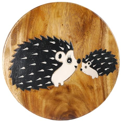 ART-CRAFT Vielseitiger Kinderhocker Holzhocker rund aus Massivholz Tiermotiv Pferd Funny mit vielen Einsatz Möglichkeiten