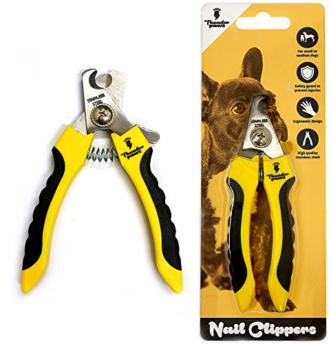 Thunderpaws Professionelle Krallenschere für Hunde mit Schutz, Sicherheitsschloss und Nagelfeile (Mittel bis Groß, Gelb)