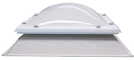 Ironlux - Claraboya Cuadrada para Techo Fija (sin apertura) Bivalva - Incluye Cúpula, Zócalo de PVC y Accesorios para el Montaje - Anti-condensación - Tragaluz - AxB =80 x 80 cm - CxD = 60 x 60 cm