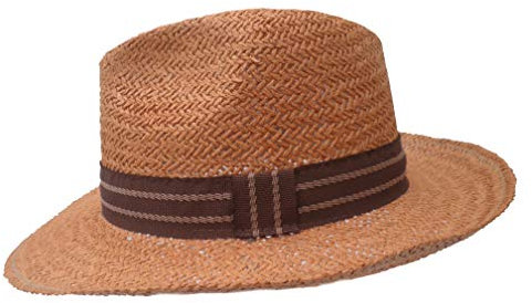 Herren Hut eleganter Strohhut Papierstroh beigebraun Urlaub Garten Sonnenschutz (55)