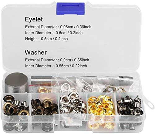 Grommets Kit 4 färger ögon och brickor nitar med installationsverktyg för canvas kläder läder 5mm 220 delar DIY projektkit for konstnärer handfatiga hantverkare