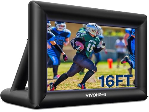 VIVOHOME 16 FT Inflatable Projector Screen for Outside, Blow Up Movie Screen Outdoor Use, Mega Large TV Screen with Carry Bag for Backyard, Triangular Back Support