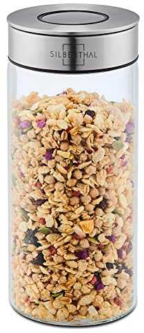SILBERTHAL Vorratsdosen Glas mit Deckel 1300 ml - Vorratsgläser mottensicher für luftdichte & auslaufsichere Aufbewahrung in der Küche