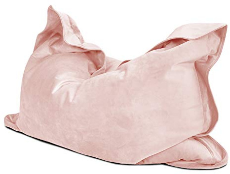 rucomfy Beanbags Luxury Velvet Junior Squashy Squarbie Bean Bag. Kids Lounger for Bedroom or Play Room. Childrens Large Plush Floor Cushion - 125 x 100cm (Pink)