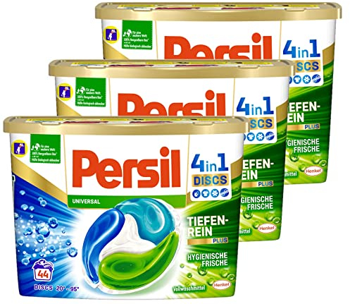Persil Universal 4 in 1 Discs 132 (3 x 44) lavaggi, detersivo completo con tecnologia profondenrein-Plus e freschezza di lunga durata, detersivo per colori vivaci