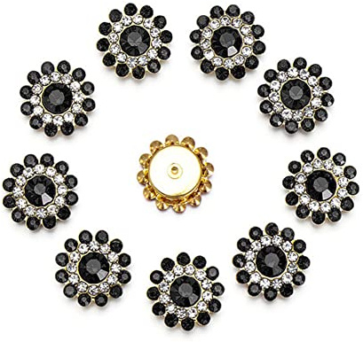 10 Stück 14mm sonnenblumenförmige Strassklammerknöpfe Kristallglasstein-Knöpfe zur Bekleidungsdekoration Nähtknöpfe Accessoires für DIY-Bekleidung