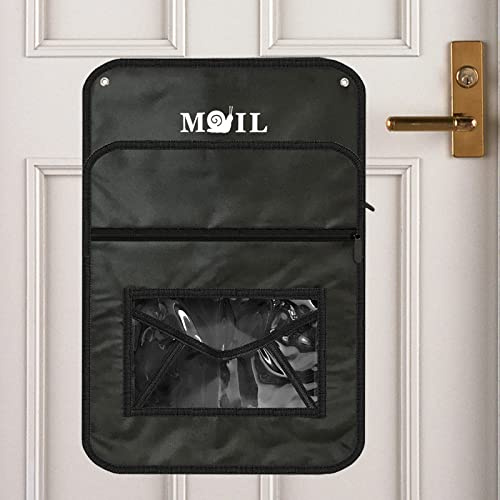 Annmore Mail Slot Catcher for Door, Mail Holder Indoor, Black Post Organizer Bag for Letterbox, Space Saving, No Tools and Screws Needed, Suitable for Home, Office, and Garage