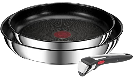Tefal Ingenio Preference On 3-teiliges Pfannenset abnehmbarer Griff, 22/26 cm, stapelbar, platzsparend, Topfset Induktion mit Antihaftversiegelung, einfache Handhabung und Reinigung, L97490