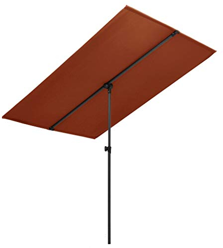 Makastle Sonnenschirme für Balkon, 180 x 130 cm rechteckiger Balkonschirm, Sonnenschutz, Aluminium-Schirmmast, Höhenverstellbar, 360 Grad Drehbar – Balkon Sonnenschutz, Terracotta-Rot