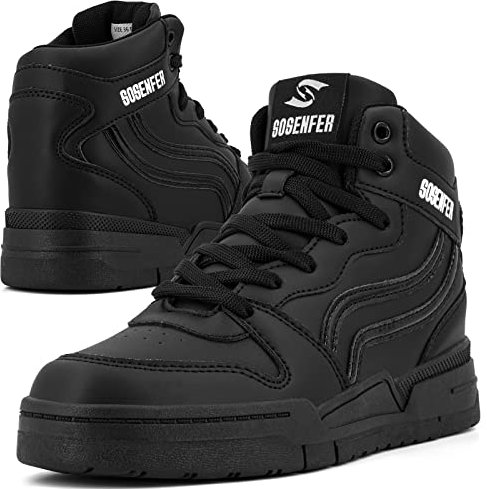 Sosenfer Plate - Forme Sneakers Femmes Wedge Talons Hauts Femmes Sneakers Intra - Lift Plate - Forme légère en Cuir Chaussures de Marche entraînement Blanc Blanc Noir Sneakers Femmes