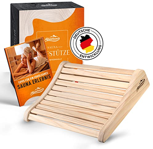 ALPENHAUCH Sauna Headrest Wooden [100% Natural Wood] - Ergonomic Sauna Headrest Wood - Elegant Sauna Accessories Infrared Cabin - Comfortable & Wide Headrest Sauna Wood for Sauna & Infrared Cabin
