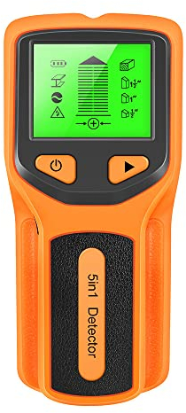 Leitungssucher Ortungsgerät Stromleitungsfinder 5 in 1 Wandscanner Metall Detektor mit HD LCD Anzeige für Metallrohren,Rohre,Holz, Stromleitungen, AC Spannungs usw