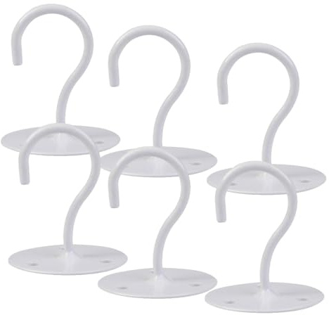 HZSOOCH 6Pcs Wall Mount Ceiling Hook, Metal Plant Bracket, Heavy Duty Hanging Hooks with Screws for Hanging Planters,Bird Feeders, Lanterns, Wind Chimes, Outdoor Decoration, White