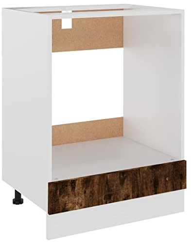vidaXL Smoked Oak Oven Cabinet: Compact Kitchen Storage Solution - Engineered Wood Material, Adjustable Feet, and Easy-to-Clean Surface - 60x46x81.5 cm