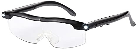 ZALTAS Gafas de Lectura con luz, Gafas de Aumento HD con 160 por ciento LED de Lupa Recargable para Leer Pasatiempos y Cerrar el Trabajo Negro, 175x75x55mm (A-20)