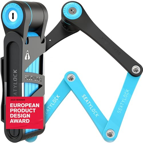 FoldyLock - Lucchetto compatto pieghevole per bicicletta, pluripremiato, leggero, ad alta sicurezza, antifurto, con chiave e custodia, 85 cm