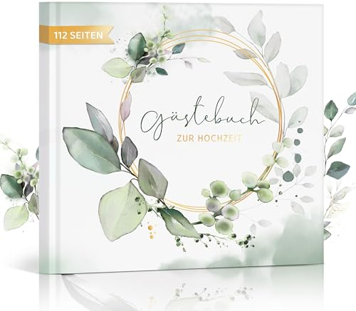Hyggartn Gästebuch Hochzeit mit Fragen zum Ausfüllen – 112 Seiten Hochzeitsgästebuch 21x21 cm I Gästebuch zur Hochzeit für persönliche Glückwünsche & unvergessliche Erinnerungen
