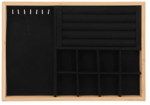 POYHKFD Schmuck-Schubladeneinsatz, Mehrzweck-Schmuck-Ausstellungstablett, Dreifach Verwendbare Schmuck-Organizer-Aufbewahrungstabletts, Schmuck-Ausstellungstablett für Ringe, Ohrringe,(Schwarz)