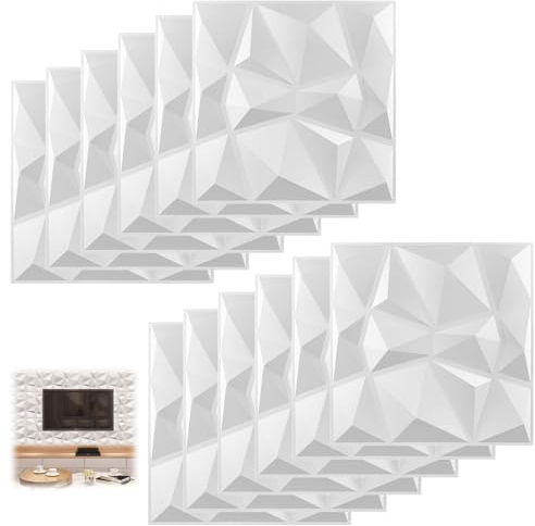 12 Pezzi Pannelli 3D da Parete, 30 × 30 cm Decorazione Parete con motivo a rilievo, Pannelli Decorativi 3D per Parete, per Pannelli Decorativi per Pareti Interne, Impermeabile, Termoresistente