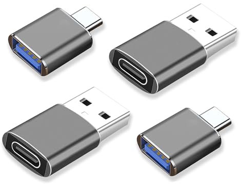 La Brodée USB C to USB Adaptor, USB to USB C Adapter 4Pack, USB 3.0 5Gbps Data Sync OTG Adapter Compatible with Laptop/Power/Car/Smartphone/Headphone/Bank/Hubs/Mic/iPad 10 Air 4 5, etc - Grey