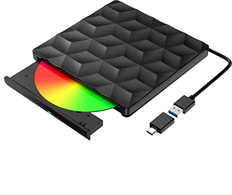 Lecteur DVD Portable, Lecteur DVD Externe USB 3.0 Type-c CD DVD Lecteur de Disque Portable Lecteur de graveur de CD for Ordinateur Portable Ordinateur de Bureau Lecteur CD/DVD/MP3/MP4 Portable