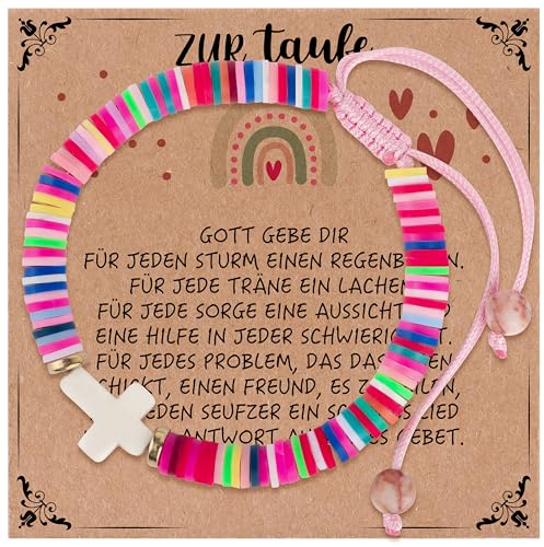 Rebundex Taufgeschenke für Mädchen Taufe Geschenk Taufgeschenk Mädchen, Taufe Kreuz Armband Geschenk zur Kinder, Tochter, Nichte