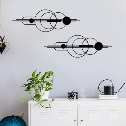 ruelen 2 Stück Kleine abstrakte Wandkunst aus Metall, Minimalistische Wanddekoration einzeilige Kunst vertikale Wanddekoration geometrische Wandbehangskulpturen für Zuhause, Schlafzimmer, Wohnzimmer