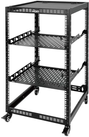 Tecmojo Rack de serveur et AV 20U, rack mobile 4 montants roulettes, 2 étagères 1U, matériel de montage 19