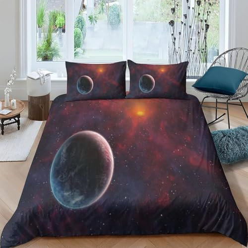 Sternenhimmellandschaft Im Weltraum Bettwäsche 200X200 cm Bettbezug Set 3 Teilig Bettwaren 3D Druck Weich Microfaser Bettbezüge Mit Reissverschluss Kinderbettwäsche Mit 2 Kissenbezug - Hypo -52846305