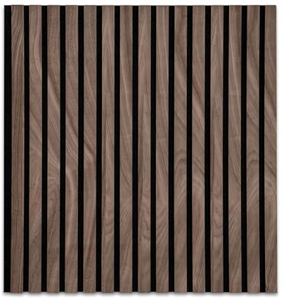 KARAT Panneaux muraux en MDF - Panneau acoustique avec placage en bois et feutre - Tête de lit Tasseau mural - Isolation sonore pour Bureau Maison (Black Walnut 60x60 cm épaisseur 2,1cm)