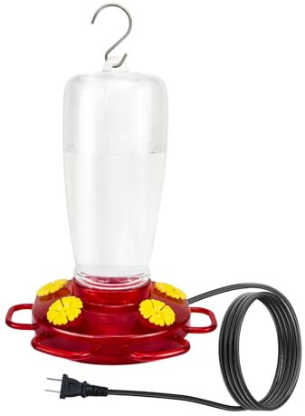 Vogelfutterstation für Wildvögel im Freien, Vogelbad, Trinkwasserheizung, Thermostat, Vogelfutterstation, Heizhaube, zum Aufhängen, für drinnen draußen, Haus Garten, Geschenke Design (Red, 20X16cm)