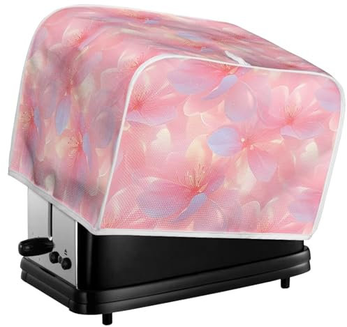 Kuiaobaty Copertura per tostapane con stampa di fiori di pesco, 2 fette di copertura per macchina del pane, motivo floreale rosa carino e protezione da polvere e impronte digitali