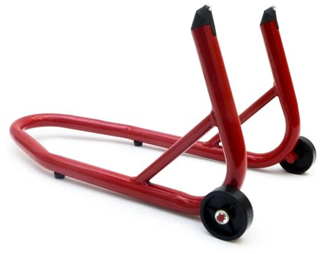 Béquille Avant Moto Universelle pour Prise sous Fourreaux de Fourches - Compatible Fourches Inversées et Standards (Rouge)