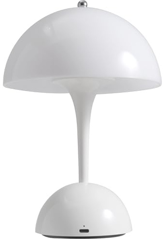 ROLF KERN LED Tischlampe | Stil 24cm | Pilzlampe Akku Nachttischlampe, Schreibtischlampe Dimmbar, Warmweiß 2700K, Touch-Dimmer, IP44, kabellose Design Tischleuchte für Wohnzimmer, Büro, Balkon Terasse