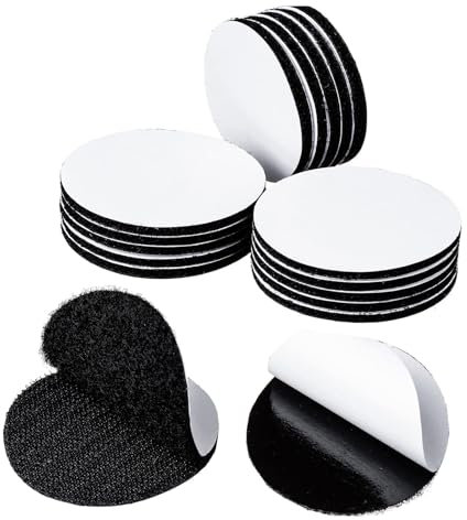 Generic Heavy Duty Hook and Loop Dots, Self Adhesive Dots Tapes, Black, Industrial Style, Adhesive Mounting, Blending Material (12 Pack, Round 50mm)