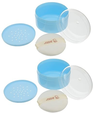 Vaguelly 2st Puff Box För Babypuder Praktisk Förvaring Puderpuffar För Pojke Flicka Och Pojke Flicka Blå Lättanvänd Och Skonsam Mot Känslig Hud