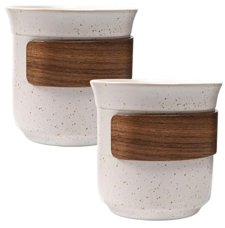 QINGZY Lot de 2 Tasses à Expresso en Céramique 190 ml, Tasse à thé en Grès à Parois Epaisses, Tasses à Moka et Cappuccino Artisanales, Idéal pour Café Intense et Latte