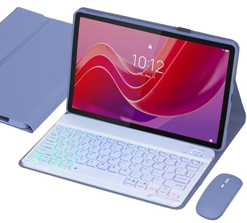 VLEAQC Keyboard Case for Lenovo Tab M11/Tab K11 LTE 2024 11” (TB330FU/TB330XU), Backlit Wireless Bluetooth Keyboard with Mouse, Slim Protective Cover & Multi-Angles Viewing Stand (Purple)