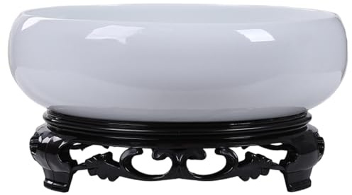 Muzrunq Plantera de Lotus Bowl, plantador de cerámica de 8.1x3.0 Pulgadas con macetas de Bonsai de Soporte, tazón de Loto, Olla, hidroponía, maconesi macetas.