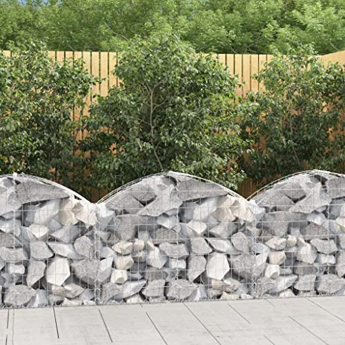 HaoChrymec Gabion à Arceau Haut with Fer Galvanisé, Design Stable, Cage en Métal, Jardinière à Gabion, Panier à Pierre, Parterre Surélevé en Gabion, Gris, 100 x 30 x 60/80 cm