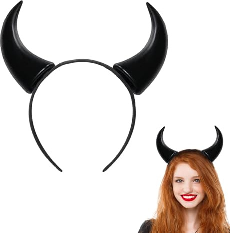 GDLOKFU Serre-Tête Cornes de Diable Halloween, Bandeau Cornes Démon Noires et Rouges, Accessoire Déguisement Femme Homme Enfant, Oreilles de Diable pour Carnaval Cosplay Soirées Déguisées (Noir)