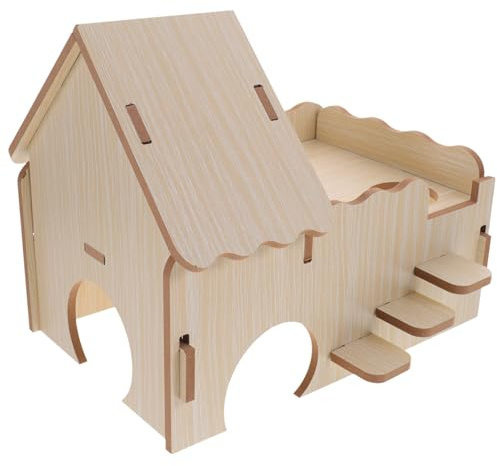 Hemobllo Maison en Bois pour Cochons d'Inde Et Hamsters, Niche à Mâcher Multifonction, Grosse Taille Échelle Ondulée, Habitat Écologique pour Petits Animaux De Compagnie