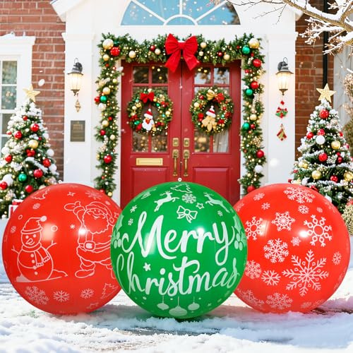 TaoQ C 3 pieza 81 CM Bolas inflables de Navidad PVC bolas inflables al aire libre de Navidad para la decoración de la puerta delantera de las vacaciones del jardín del césped del jardín