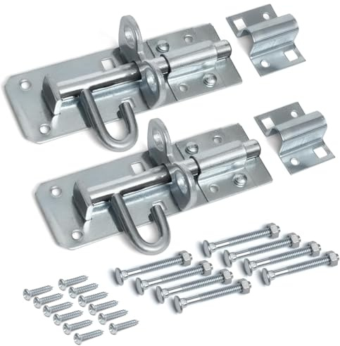 ZAVIA Brenton Bolt Door Lock - 2 Pack 100mm (4”) Sliding Padbolt with Zinc Plated Galvanised Finish - Gate Bolts for Wooden Gates, Garden, Wooden & Garage Shed Door Lock | Strong Anti Rust Gate Lock