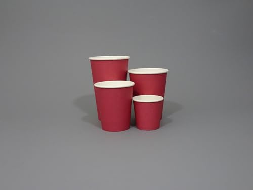 GreenFeel 50 x Red Paper Cups - Disposable Drinking Cups for Hot & Cold Drinks - Strong & Sturdy, Single Wall Paper Cups for Coffee, Tea, Water, Parties, Office, Events, Catering & Everyday Use (4oz)