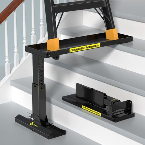 Nelyrho Foldable Ladder Levelers for Stairs Heavy Duty Ladder Extender | Adjustable 9.25–15.5 Stair Platform with Non-Slip Mat, Fits Ladders with 21.3 Feet Spacing for Safe Height Adjustment