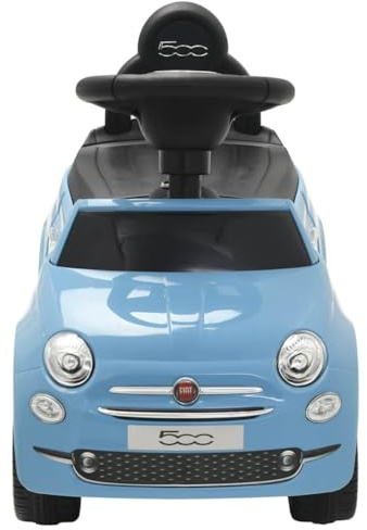Xolmizyn FIAT 500 Rutschauto für Kinder, Rutscher mit Stauraum unter dem Sitz, offizielle Lizenz, Schiebeauto für Kleinkinder 12-36 Monate, Blau