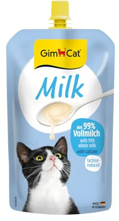 GimCat Milk - Katzenmilch aus echter laktosereduzierter Vollmilch mit Calcium für gesunde Knochen - 1 Beutel (1 x 200 ml)