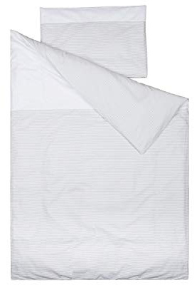 Vizaro Baby Bettwäsche Set 90x120cm + Kissenbezug 30x60cm Für Kinderwiege 60x120cm - 100% Reine Baumwole Graue Linien