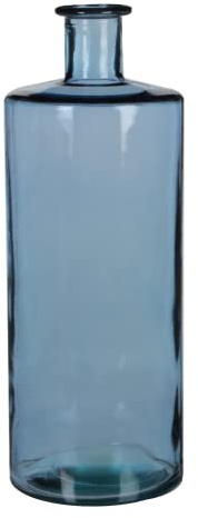 Mica Decorations Guan Glasflasche - H40 x Ø15 cm - Recyceltes Glas - Blau